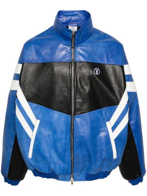 logo-embroidered leather jacket by VETEMENTS