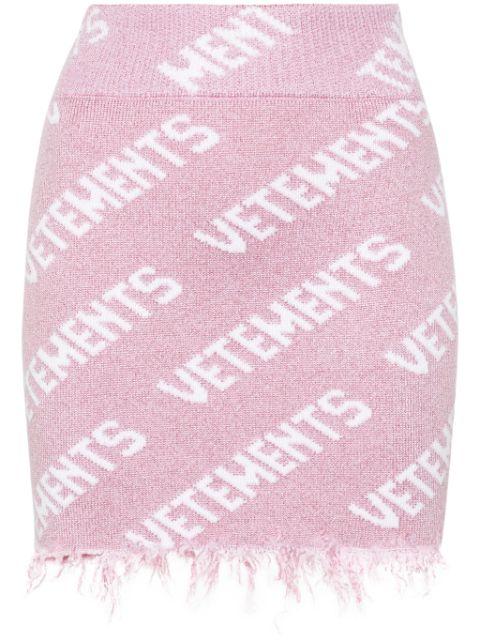 logo-intarsia lurex miniskirt by VETEMENTS