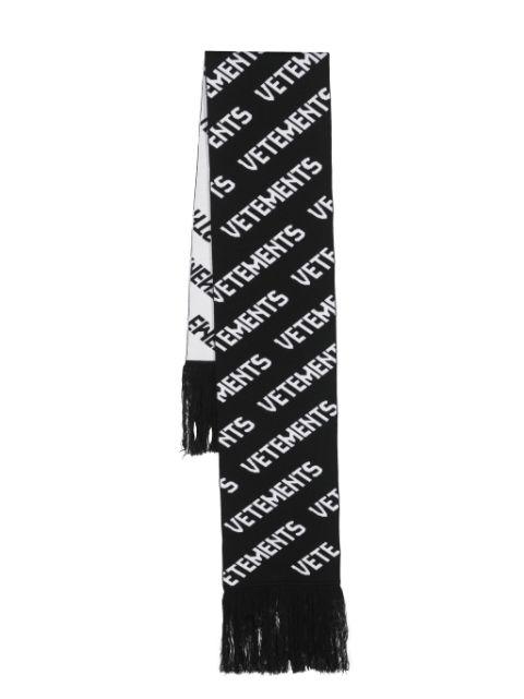 logo-intarsia merino scarf by VETEMENTS