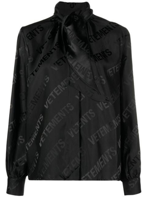 logo-jacquard button-up shirt by VETEMENTS