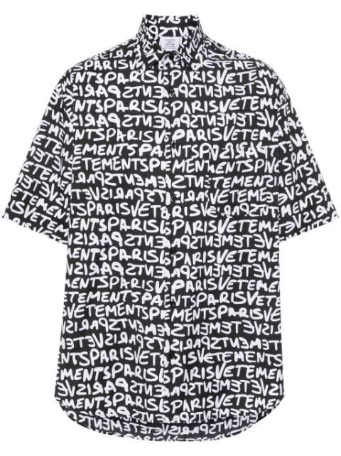 logo-print cotton shirt by VETEMENTS
