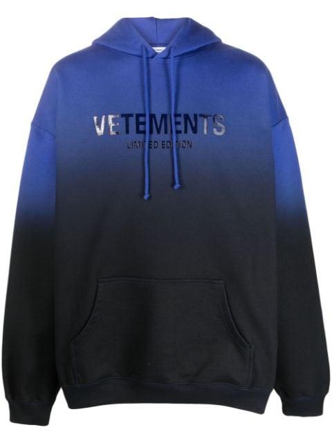 logo-print faded-effect hoodie by VETEMENTS