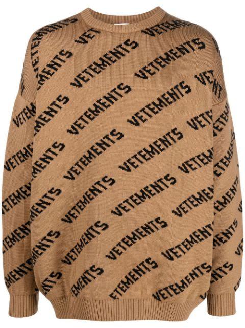 logo-print intarsia-knit jumper by VETEMENTS