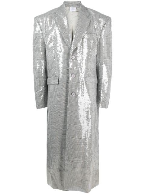 sequin-embellished checked coat by VETEMENTS