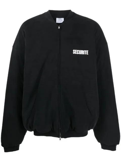 slogan-print cotton bomber jacket by VETEMENTS