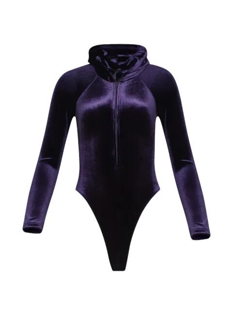velvet hoodied bodysuit by VETEMENTS
