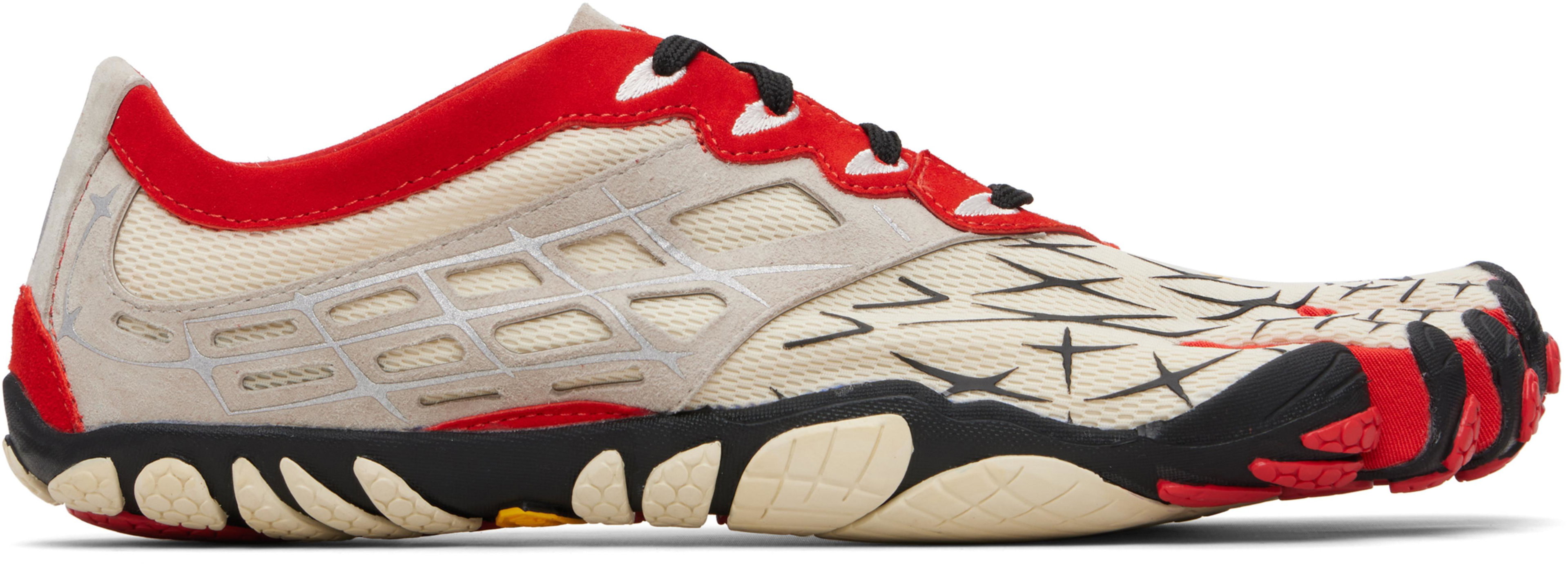 Off-White & Red Seeya LS EVO Sneakers by VIBRAM FIVE FINGERS