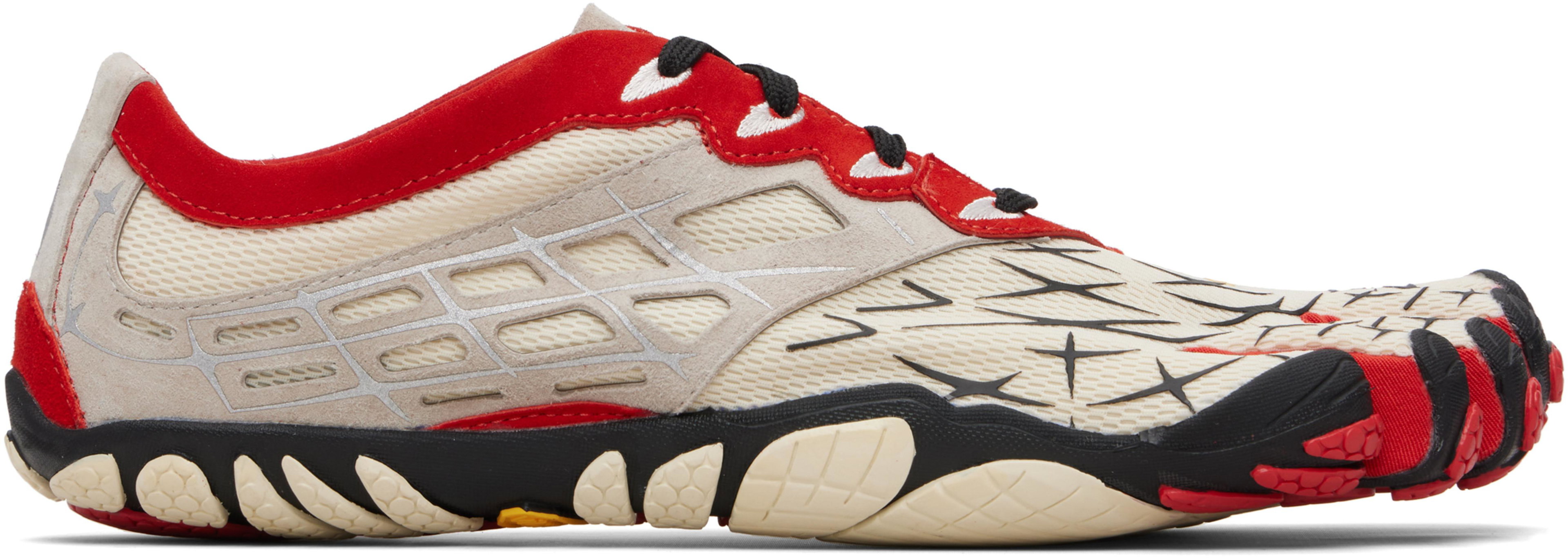 Off-White & Red Seeya LS EVO Sneakers by VIBRAM FIVE FINGERS