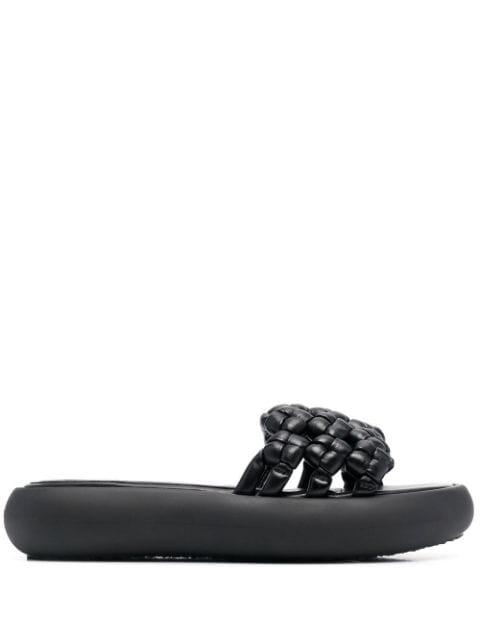 woven leather platform slides by VIC MATIE