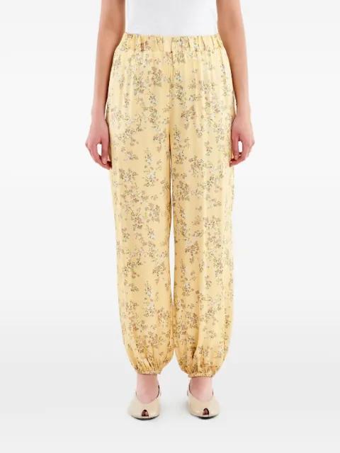 floral-print elasticated-cuff trousers by VICOLO
