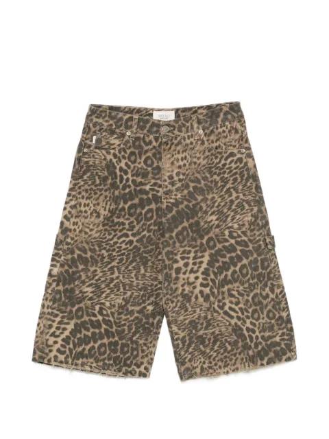 frayed animal-print shorts by VICOLO