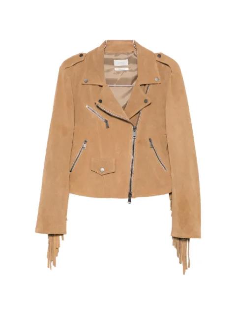 fringe-trimmed biker jacket by VICOLO