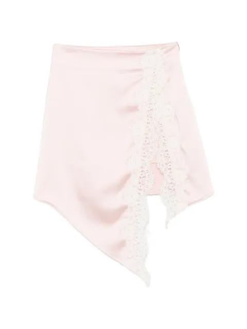 lace-trim asymmetric mini skirt by VICOLO