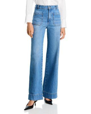 Alina High Rise Wide Leg Jeans in Worn Blue Wash by VICTORIA BECKHAM