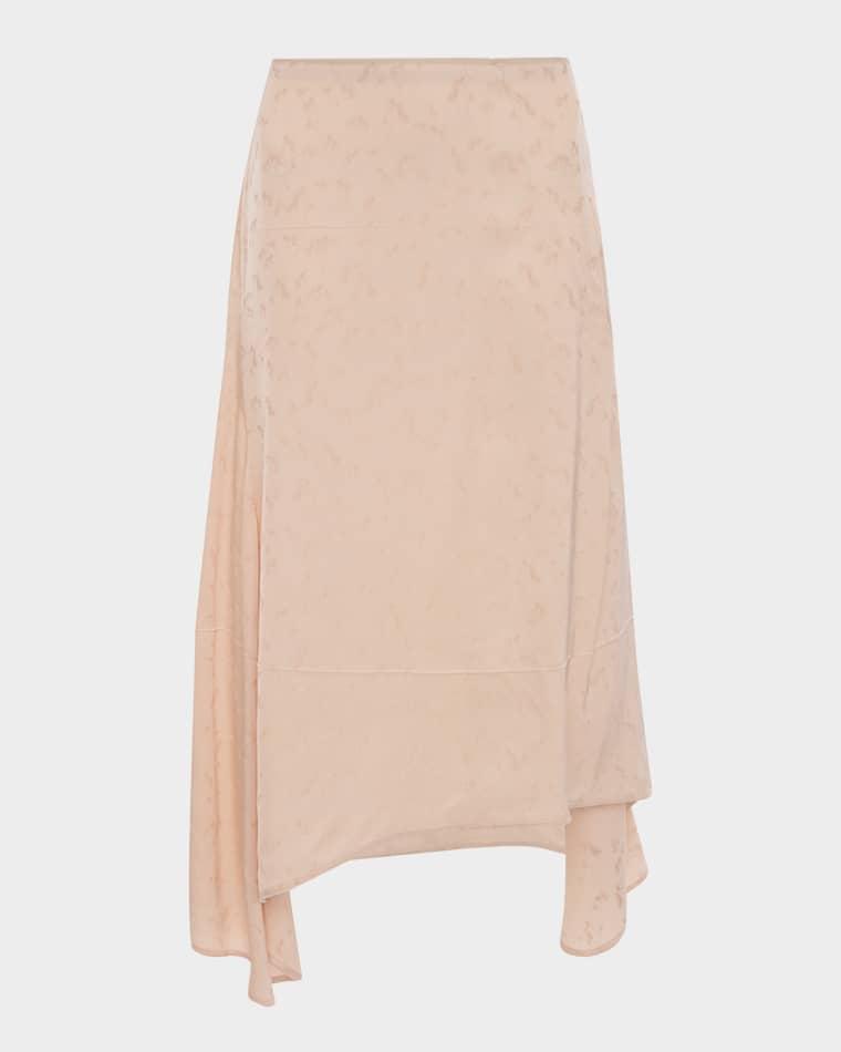 Asymmetric Draped Floral Jacquard Midi Skirt by VICTORIA BECKHAM