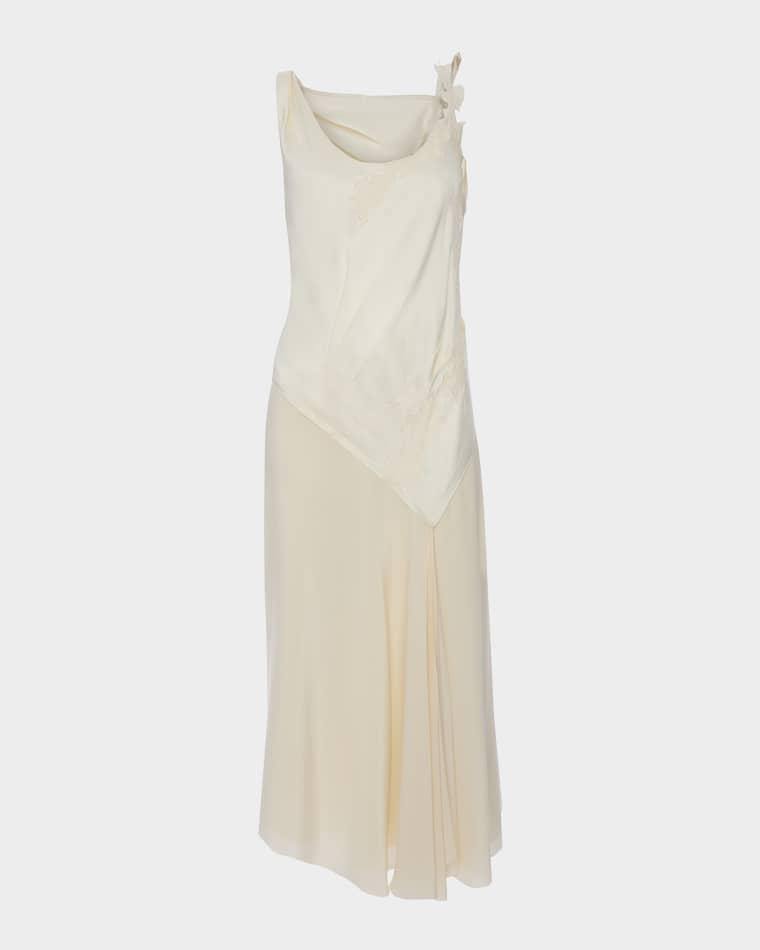 Asymmetric Lace-Trim Sleeveless Midi Dress by VICTORIA BECKHAM