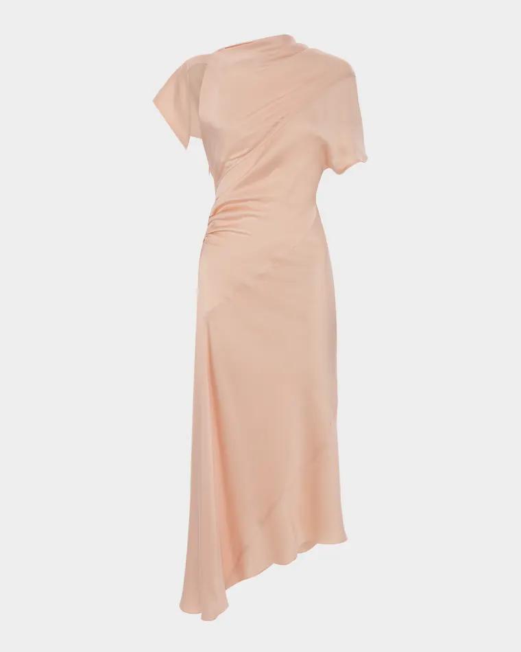 Asymmetric Twist Satin Midi Dress by VICTORIA BECKHAM
