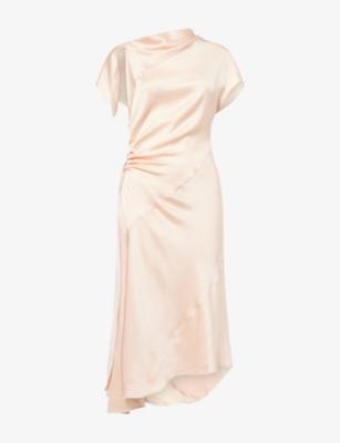 Asymmetric Twist Satin Midi Dress by VICTORIA BECKHAM