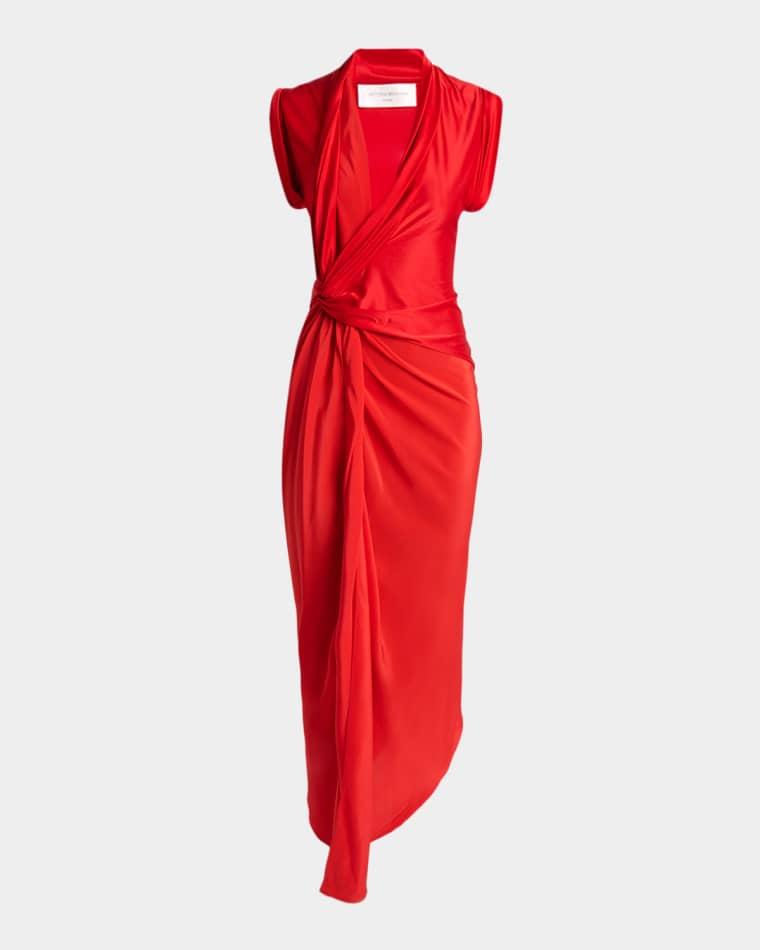 Asymmetric Twisted Silk Slit Maxi Dress by VICTORIA BECKHAM