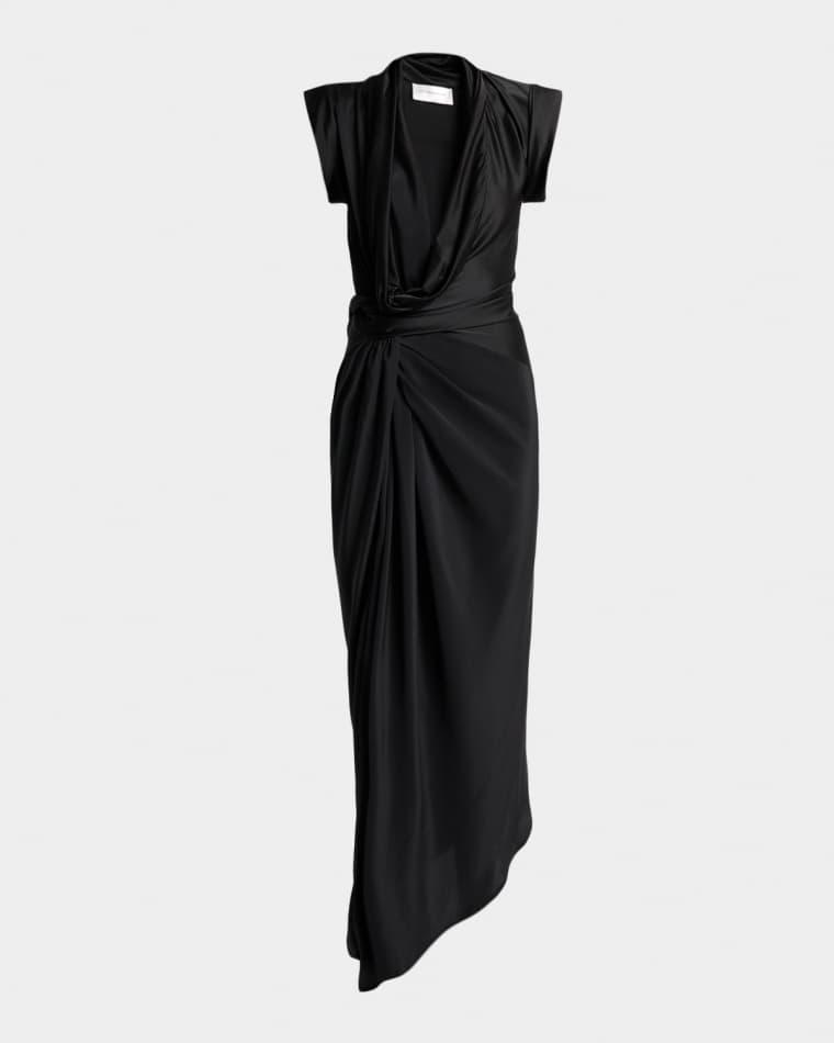 Asymmetric Twisted Silk Slit Maxi Dress by VICTORIA BECKHAM