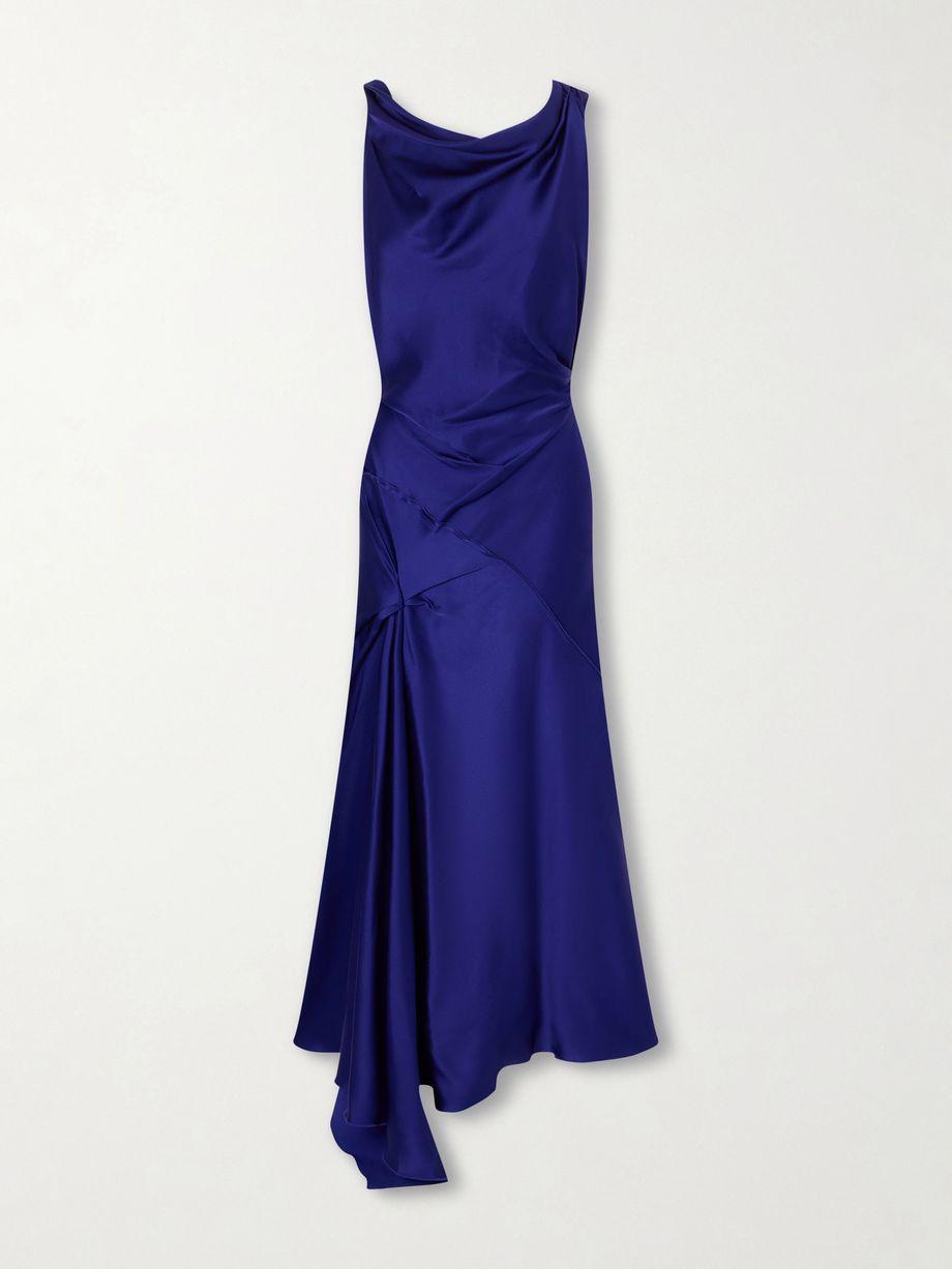 Asymmetric draped gathered satin-crepe dress by VICTORIA BECKHAM