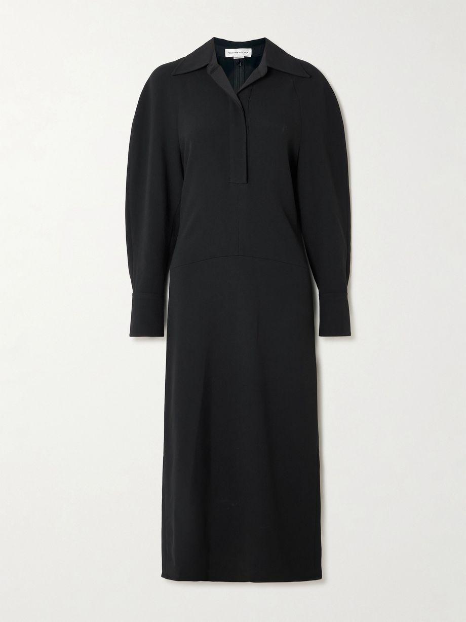 Asymmetric gathered crepe shirt dress by VICTORIA BECKHAM