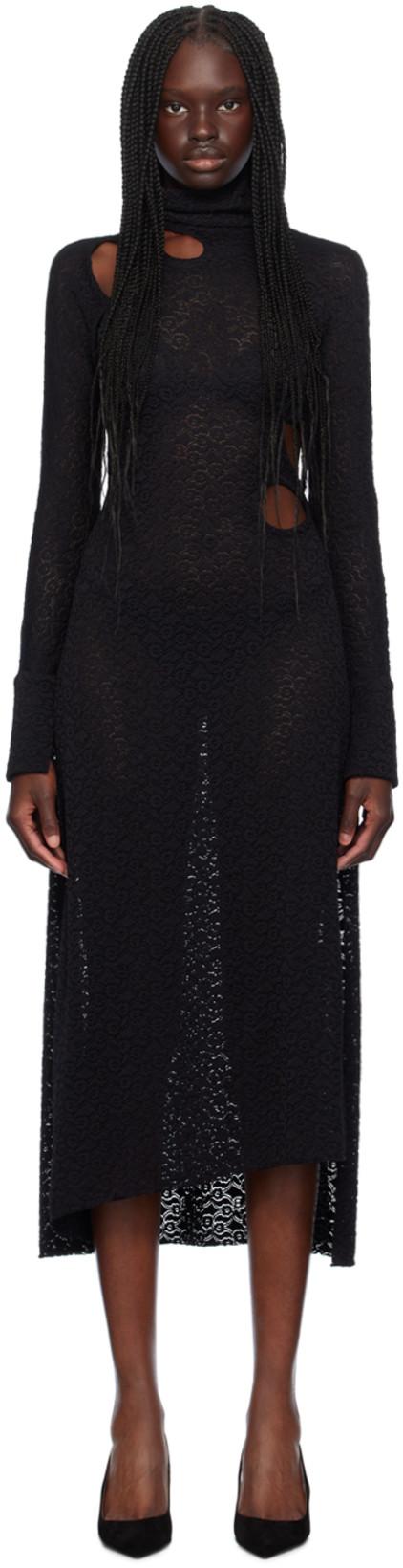 Black Cutout Midi Dress by VICTORIA BECKHAM