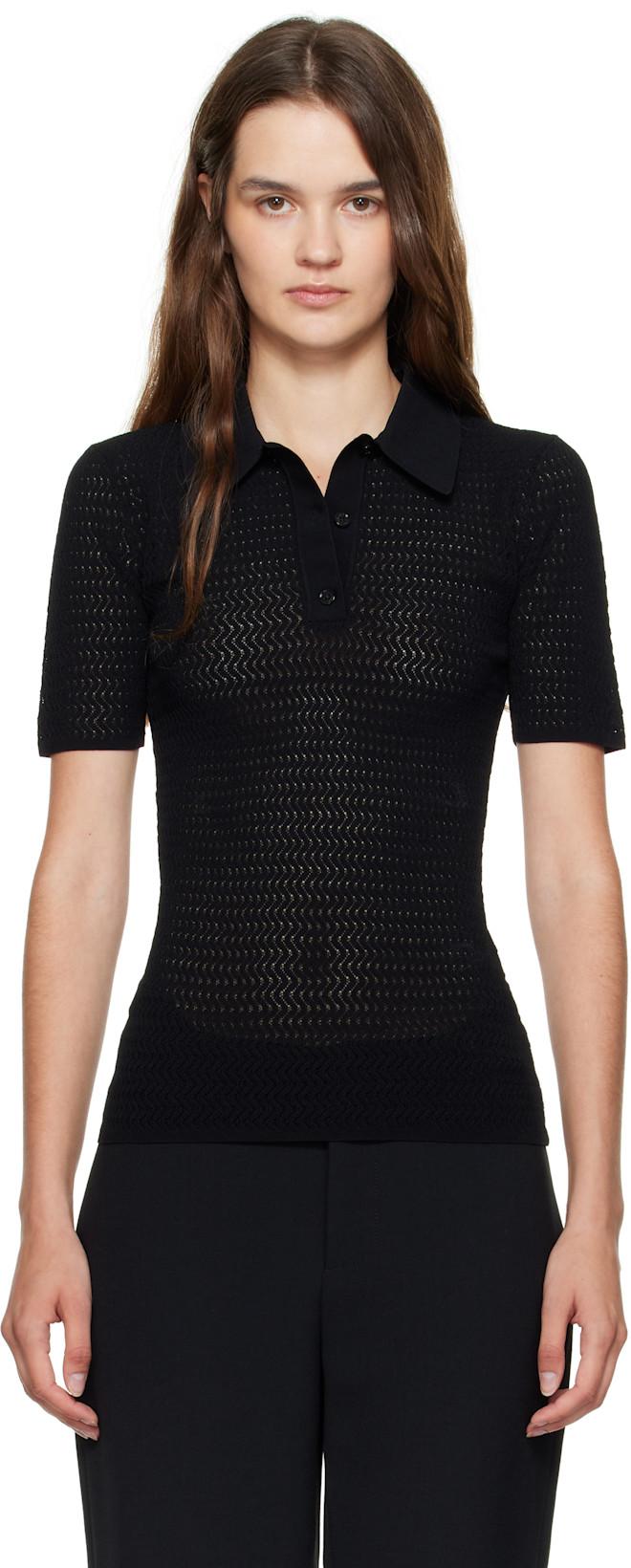 Black Knit Polo by VICTORIA BECKHAM