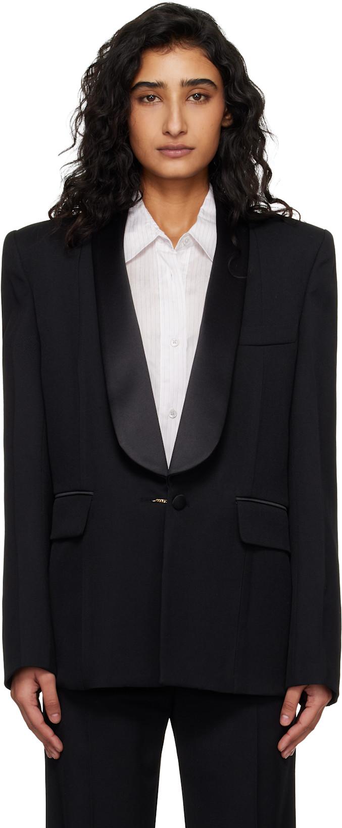 Black Shawl Collar Tux Blazer by VICTORIA BECKHAM
