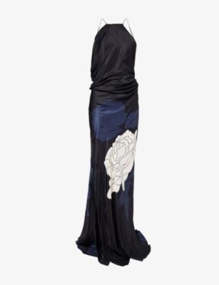 Chain-Strap Backless Satin Maxi Dress by VICTORIA BECKHAM