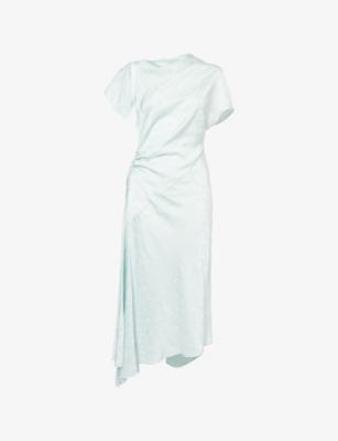 Cloud Flower Asymmetric-Twist Satin-Jacquard Midi Dress by VICTORIA BECKHAM