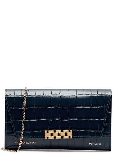Crocodile-effect leather wallet-on-chain by VICTORIA BECKHAM