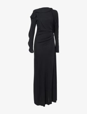 Draped Long-Sleeves Woven Maxi Dress by VICTORIA BECKHAM