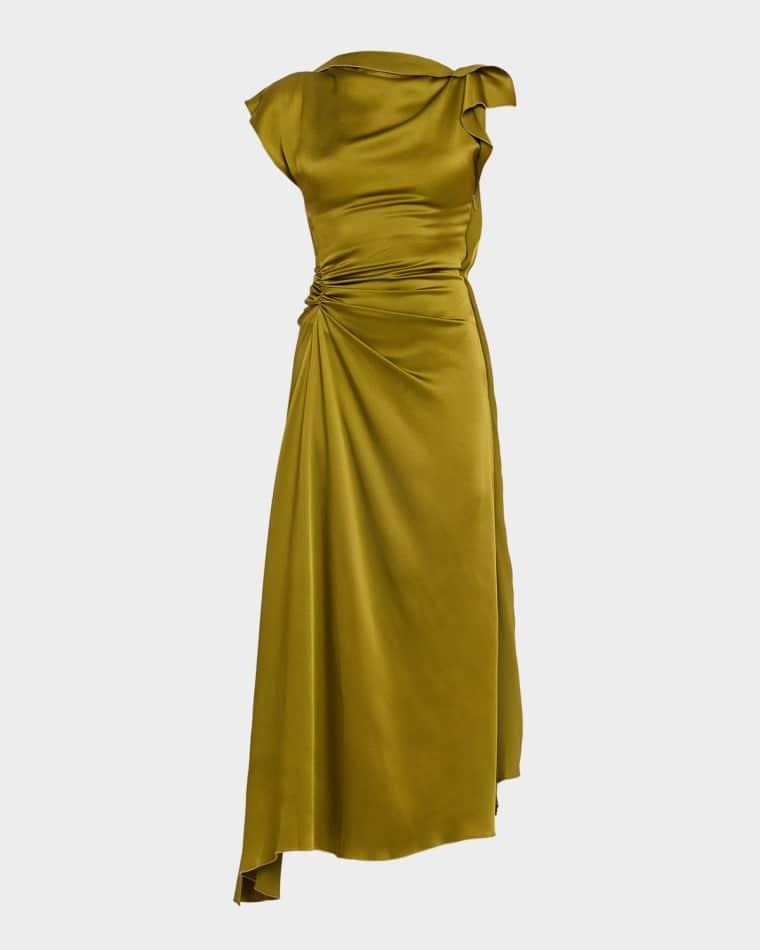 Draped Sleeve Satin Midi Dress by VICTORIA BECKHAM