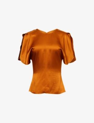 Draped Sleeve Satin Top by VICTORIA BECKHAM