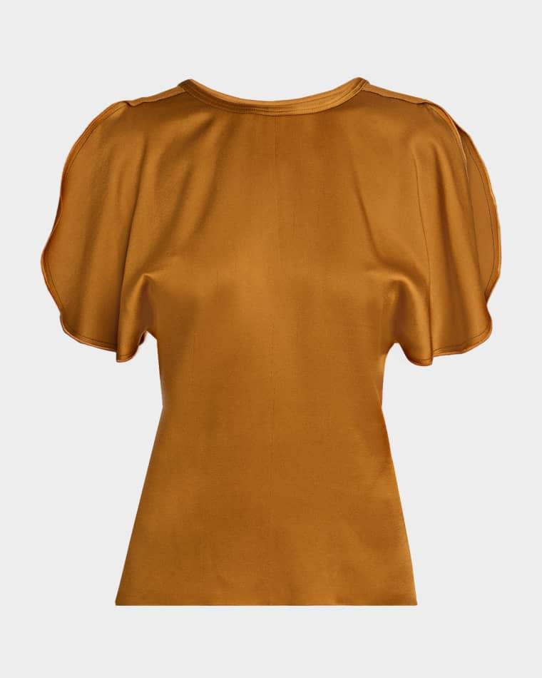Draped Split-Sleeve Satin Blouse by VICTORIA BECKHAM