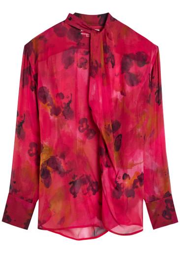 Draped floral silk-chiffon blouse by VICTORIA BECKHAM