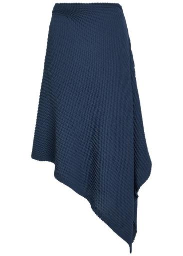 Draped seersucker fine-knit midi skirt by VICTORIA BECKHAM