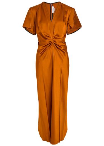 Eve gathered satin midi dress by VICTORIA BECKHAM