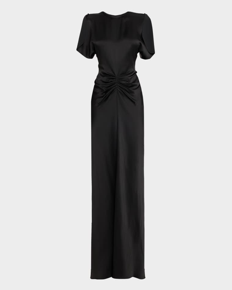 Gathered Waist Satin Maxi Dress by VICTORIA BECKHAM