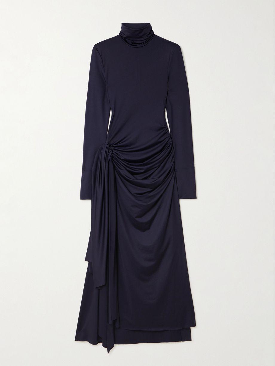 Gathered draped jersey turtleneck midi dress by VICTORIA BECKHAM