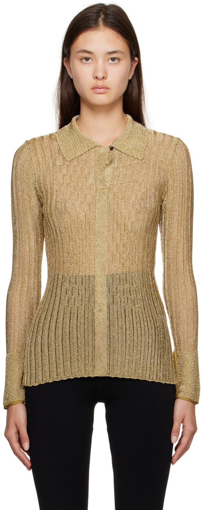 Gold Metallic Shirt by VICTORIA BECKHAM