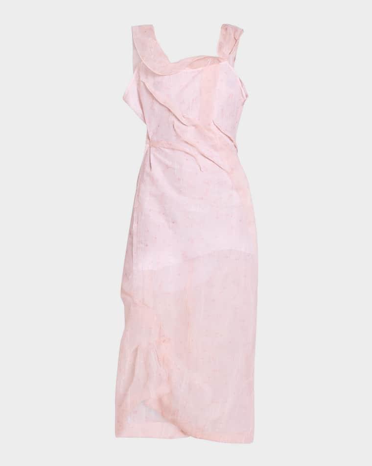 Hoop Asymmetric Floral Organza Midi Dress by VICTORIA BECKHAM