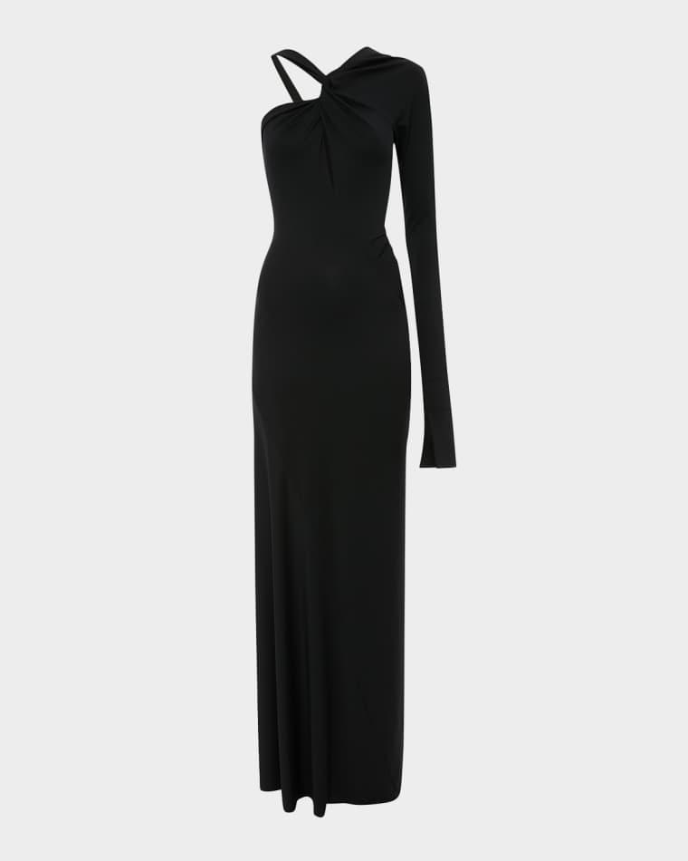 Knotted One-Shoulder Satin Gown by VICTORIA BECKHAM