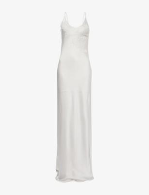 Lace-Appliqué Satin Maxi Dress by VICTORIA BECKHAM