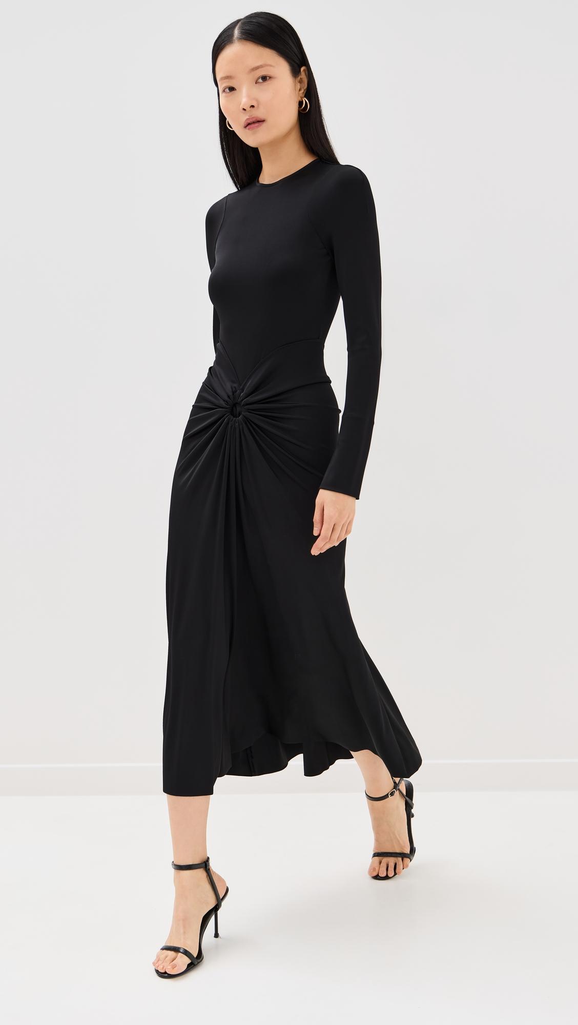 Long Sleeve Gathered Midi Dress by VICTORIA BECKHAM