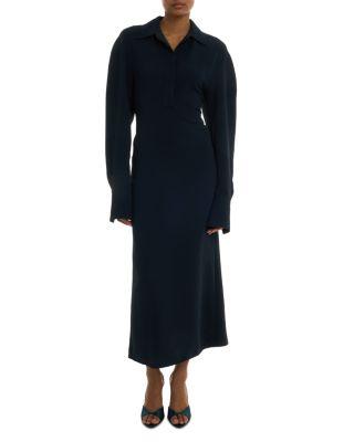 Long Sleeve Polo Collar Midi Dress by VICTORIA BECKHAM
