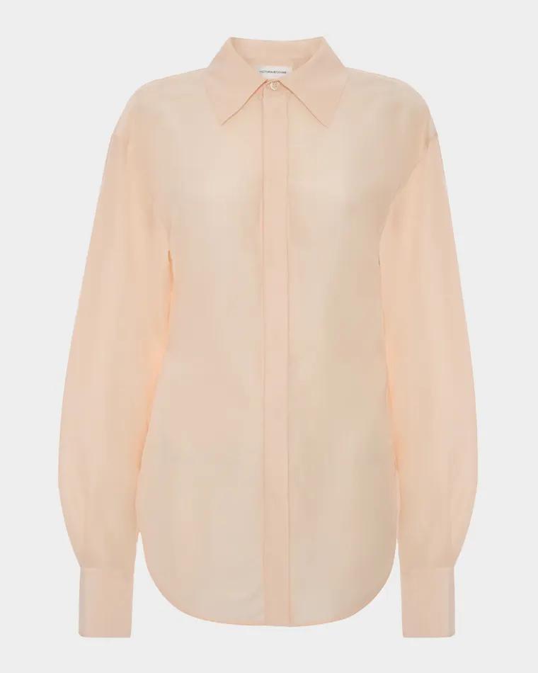 Organza Slim Button-Down Shirt by VICTORIA BECKHAM