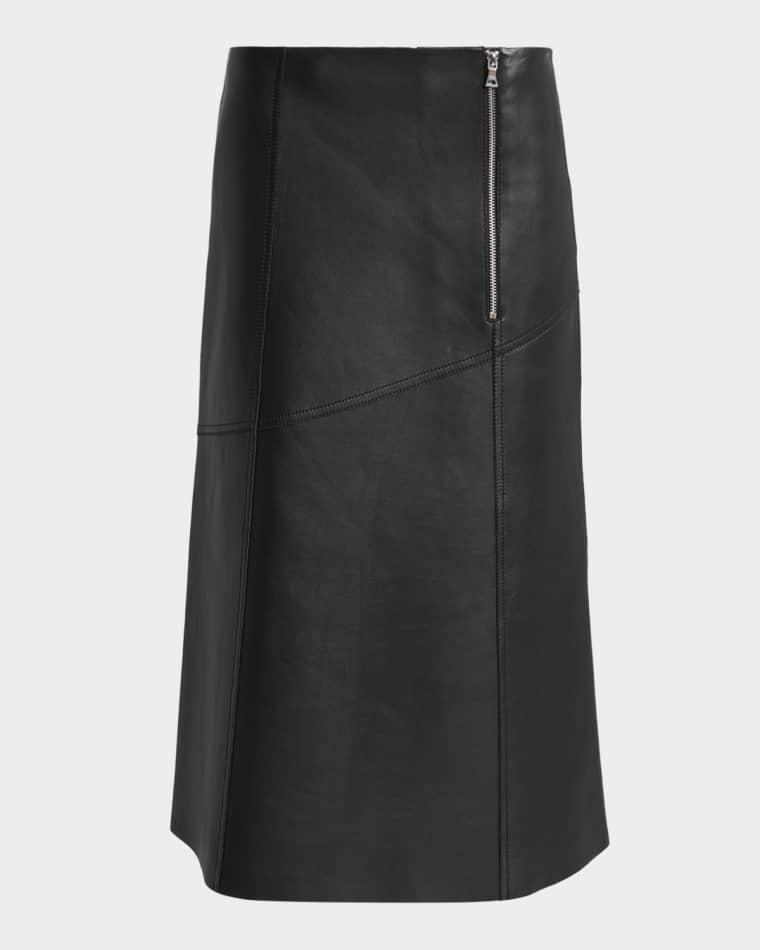 Paneled Leather Midi Skirt by VICTORIA BECKHAM