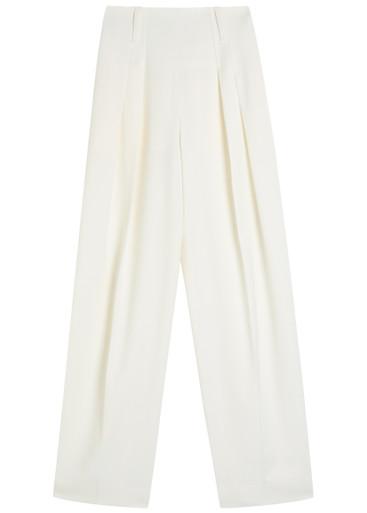 Pleated high-rise wool-blend trousers by VICTORIA BECKHAM